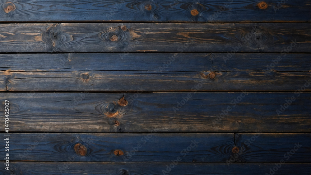 Obraz premium Dark Wooden Planks with Blue and Brown Weathered Texture 