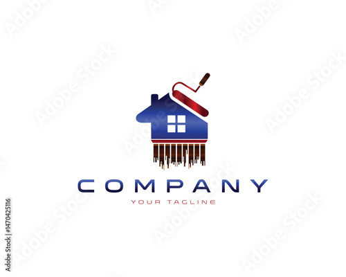 Home painting service logo design creative vector template for real estate and renovation businesses