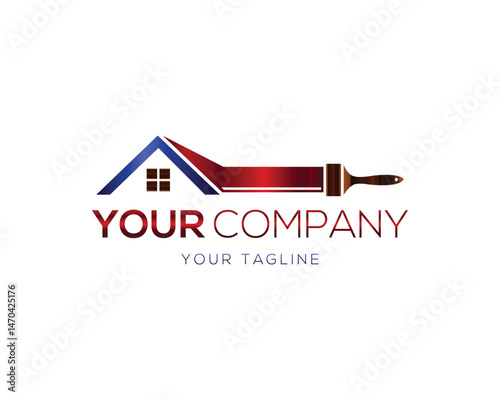 Home painting company logo design vector template real estate renovation services promotion