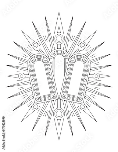 Ten Commandments Stone Tablets with Radiating Light – Bible Symbol Coloring Page
