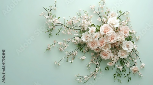 Peach Roses  Blossoms Bouquet.