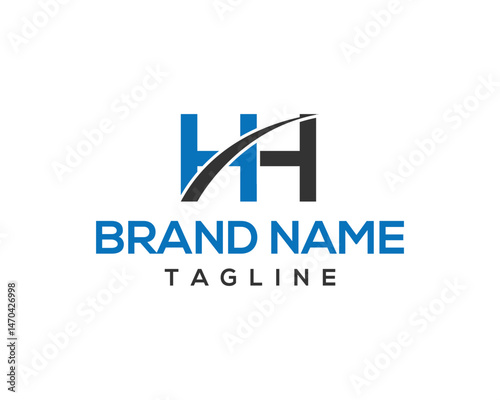Modern HH letter logo design vector template elegant blue black brand identity minimalist style for company