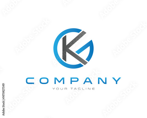 Free Download Modern KG letter logo design vector template with blue and gray circular shape for business and corporate identity - GFXLoad