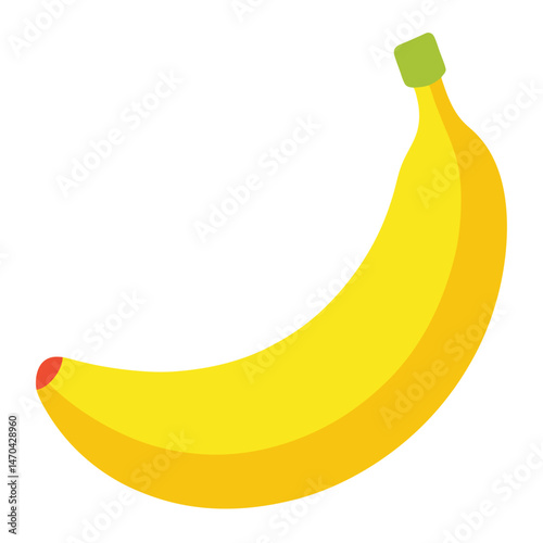 A ripe yellow tropical banana, a healthy and sweet fruit, isolated on a fresh white background