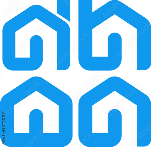 Blue House Icons Design Element for Real Estate Branding Home Sweet Home Residential Property