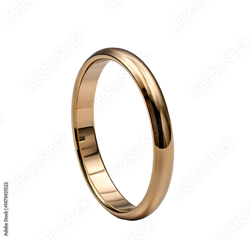 A shiny golden ring isolated on a clean white background, showcasing its elegant and minimalist design.