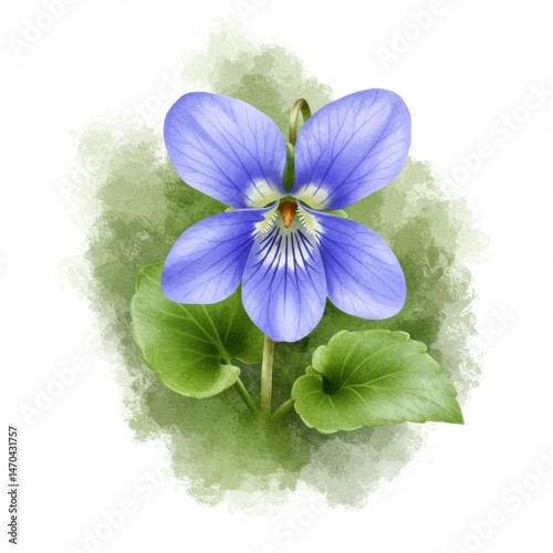 Violet Flower Botanical Watercolor Illustration