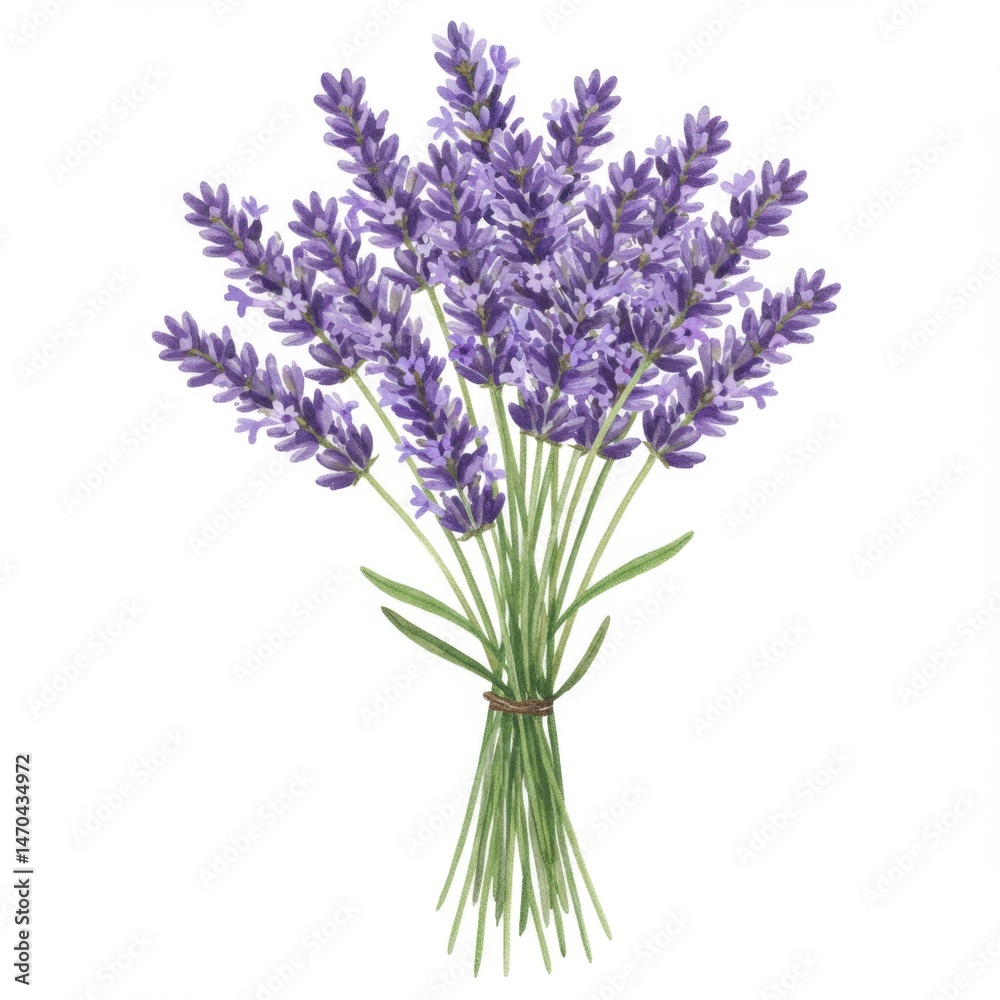 Fototapeta premium Purple Lavender Bouquet on White Background