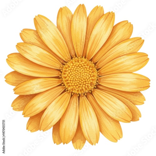 Yellow Daisy Flower Illustration on White Background