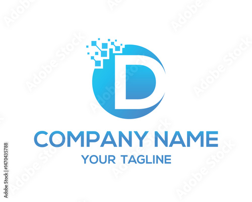 Letter D pixel technology logo design vector template for modern company identity business and branding creative concept