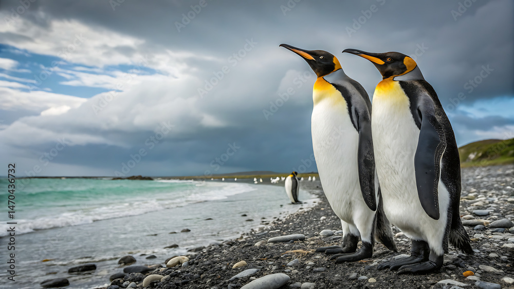 Naklejka premium Emperor penguins on the sea ice in the Weddell Sea, Antarctica