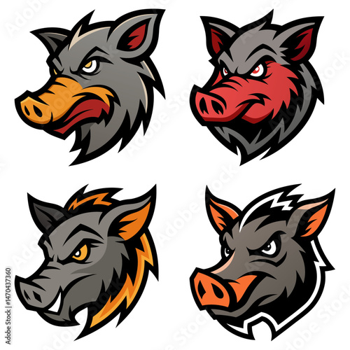 Wild Boar head mascot logo design vector