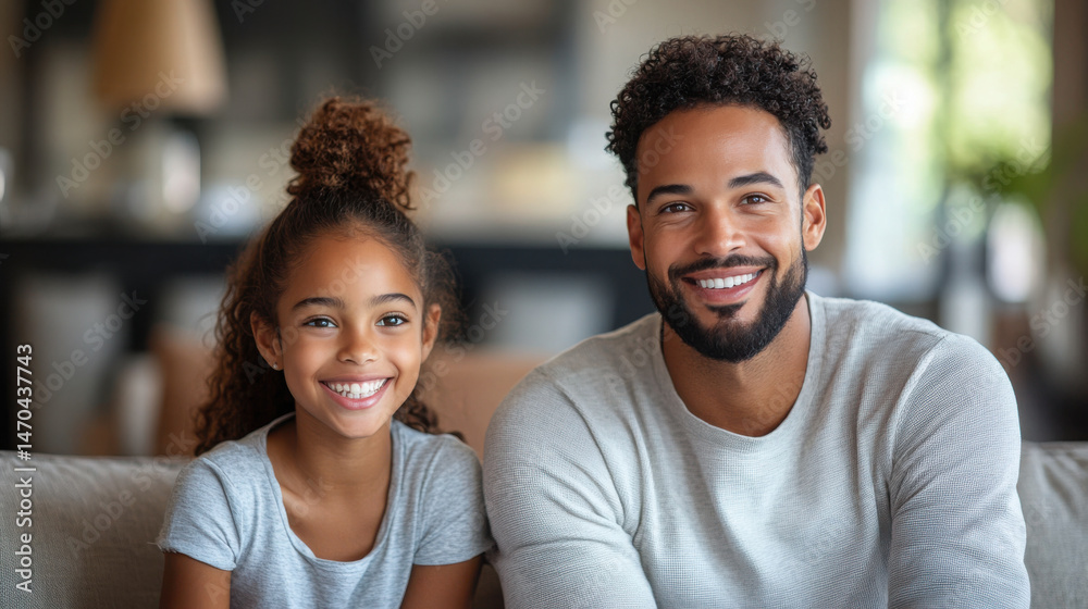Obraz premium A picture of a friendly white professional realtor talking to a family in their living room.