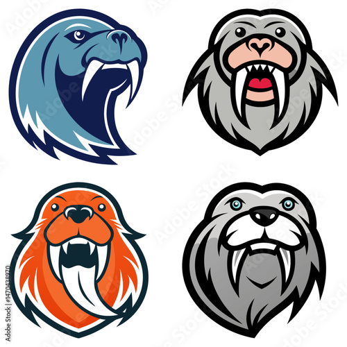 Walrus head mascot logo design vector