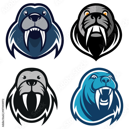 Walrus head mascot logo design vector