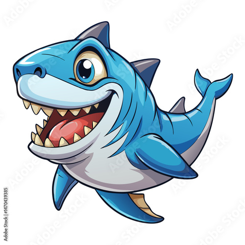 Cute Cartoon Megalodon in Playful Mood for Kids and Ocean Themes