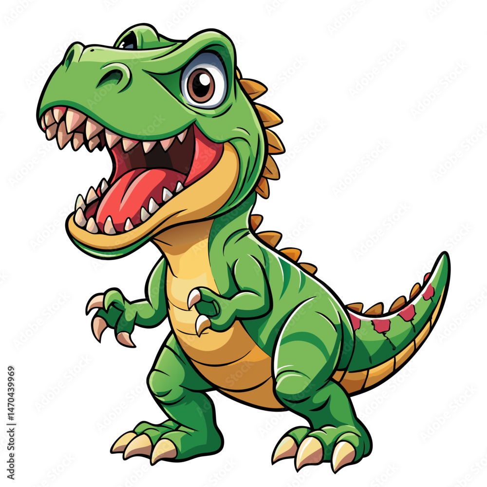 Obraz premium Playful Cartoon T-Rex Character in Fun Pose for Children’s Illustrations