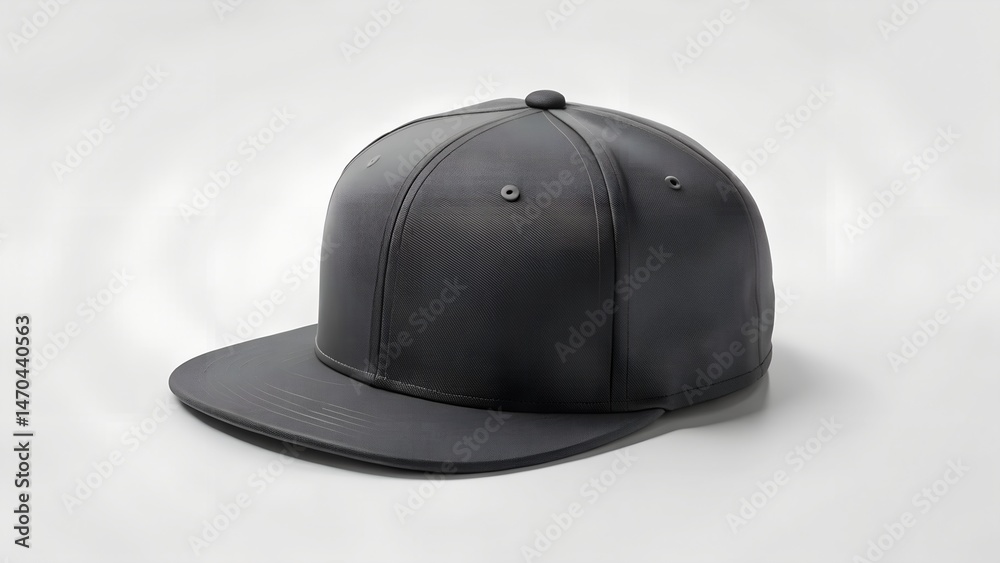 Fototapeta premium 3D Mockup Black Flat Brim Cap Tilted