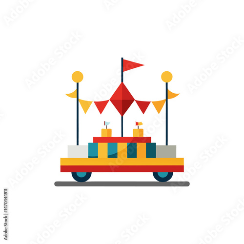 Parade Float with Flags