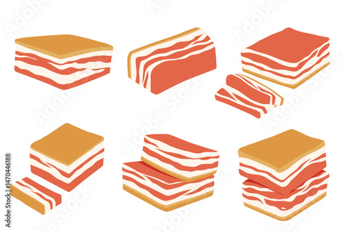 Pork belly vector logo isolated on white background.
