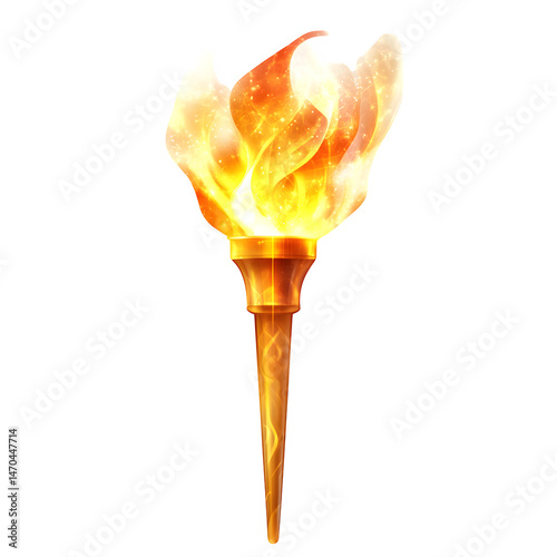 Torch of freedom glowing with soft light isolated on transparent background