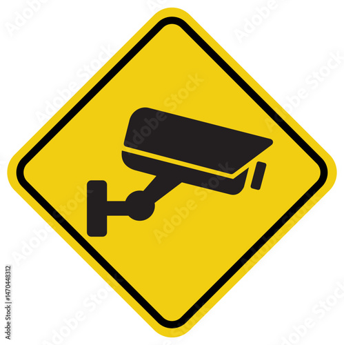 security camera surveillance signage yellow and black