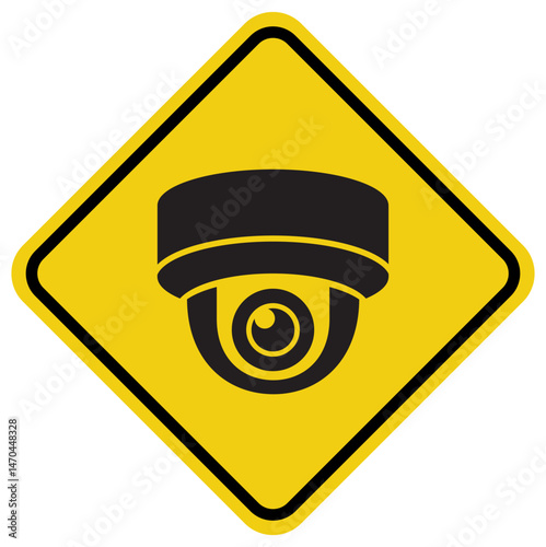 security camera surveillance signage yellow and black