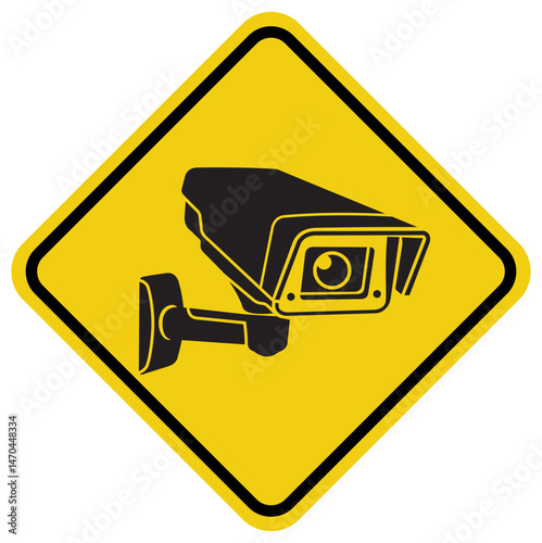 security camera surveillance signage yellow and black