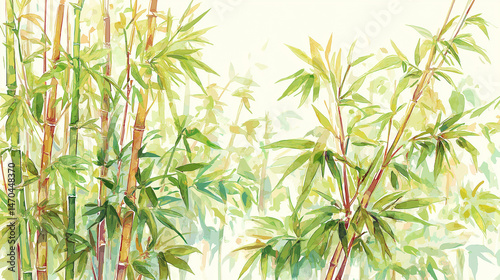 Bamboo - Ink painting style background illustration of bamboo