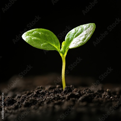 Vibrant Young Sprout Emerging from Dark Soil - Symbol of New Life and Growth in Gardening