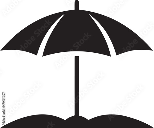 Beach Umbrella silhouette icon vector art illustration