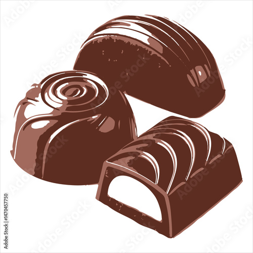 Tableau sur toile White Background with Chocolate Bonbons