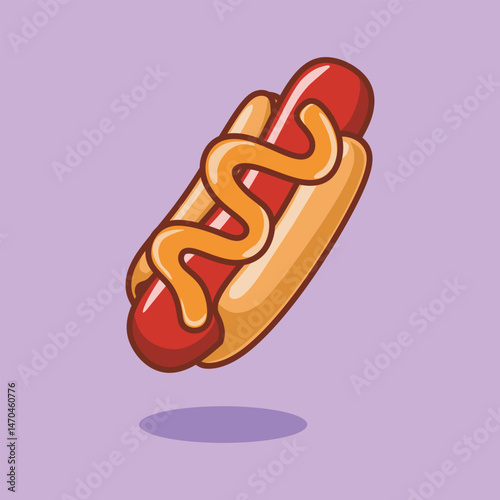Cute and kawaii hot dog food illustration design