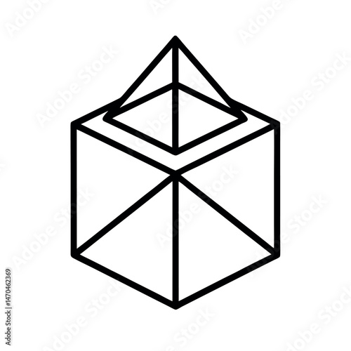 Box Kite Geometric Frame Line Art Vector Illustration