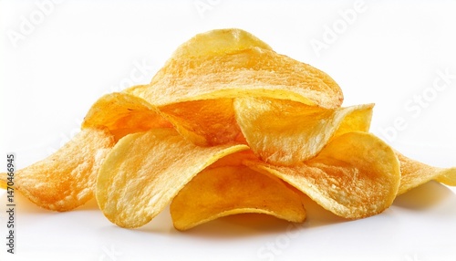 potato chips pile isolated on white background