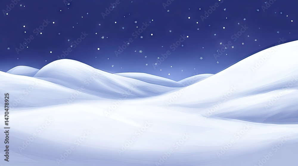 Fototapeta premium Nighttime snowy mountainscape under a starry sky.