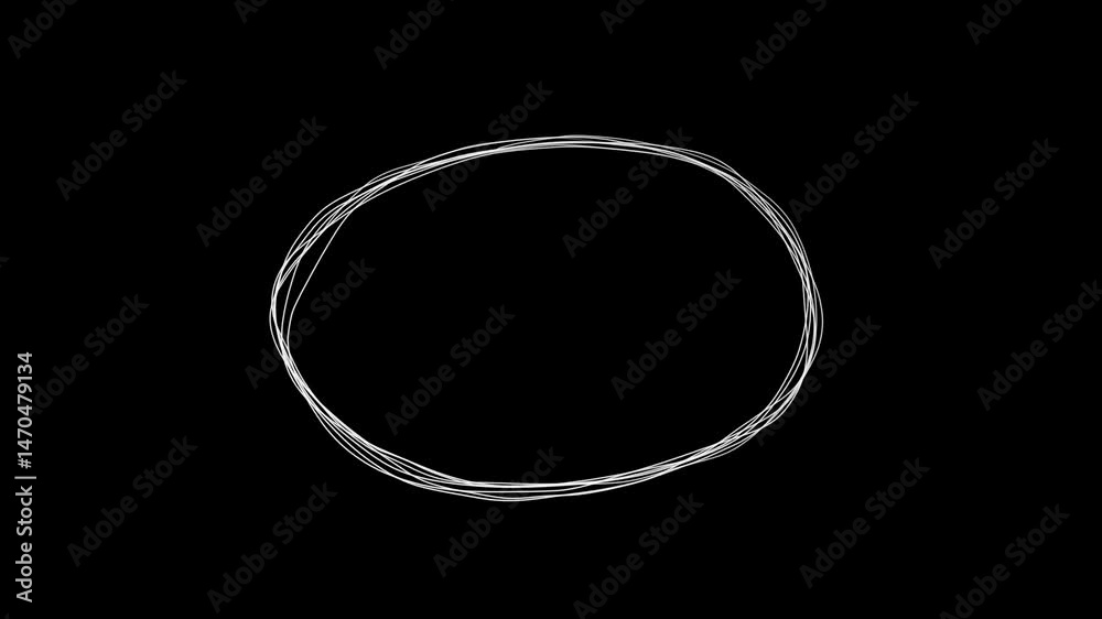 Animated doodle oval frame with drawing effect. Video clip with alpha channel.