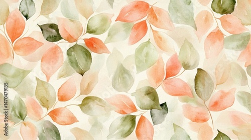 Delicate watercolor leaves pattern