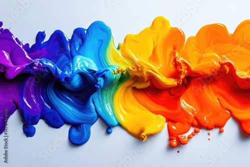 Vibrant rainbow oil paint swirls, a dynamic blend of colors creating an abstract art masterpiece.