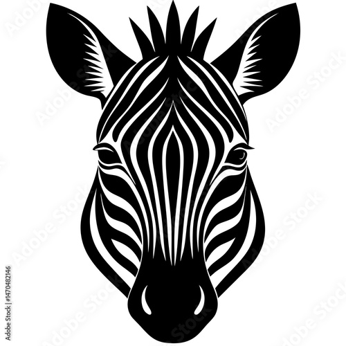 zebra head silhouette on white background