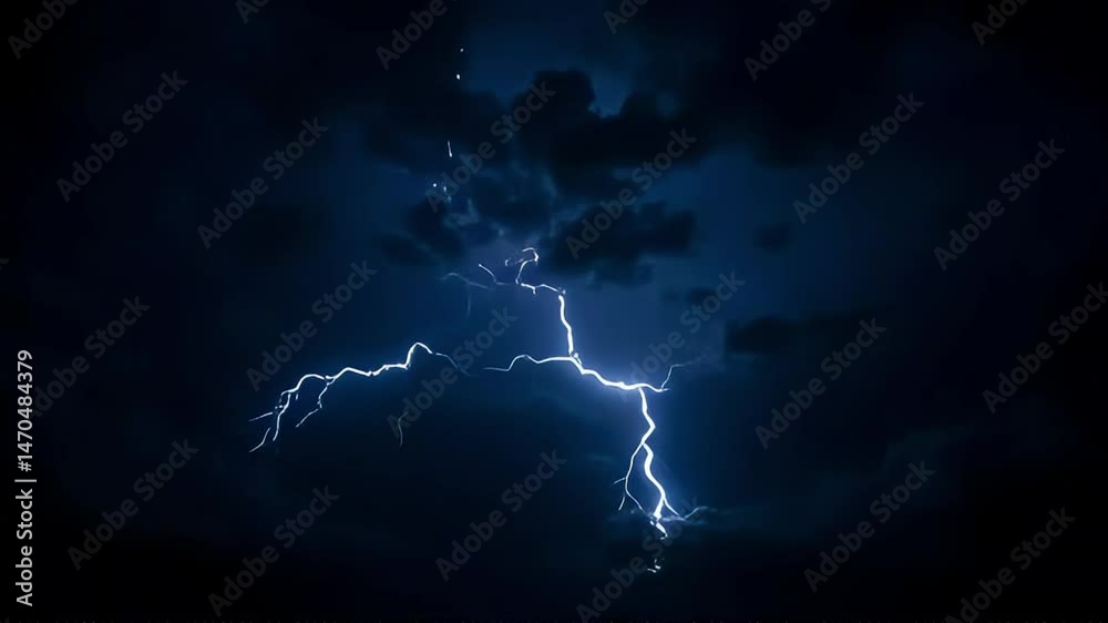 Dramatic Lightning Strike Across a Dark Night Sky Stunning Nature Photography