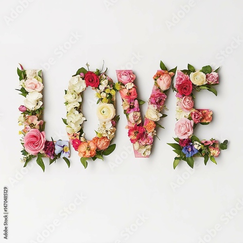  Floral Love Word Illustration.