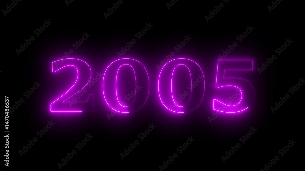 2005 neon line text. Abstract 2005 neon text animation, Glowing neon number text background 4k video. 2005 neon line text. Abstract 2005 neon text animation, Glowing neon number text background 4k video.