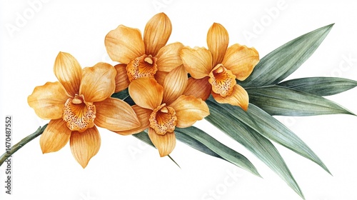 Vibrant Hand-Painted Watercolor Orchid Flower - Tropical Botanical Art