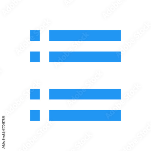 Blue list icon showing a menu or options with four lines and four squares on a white background image