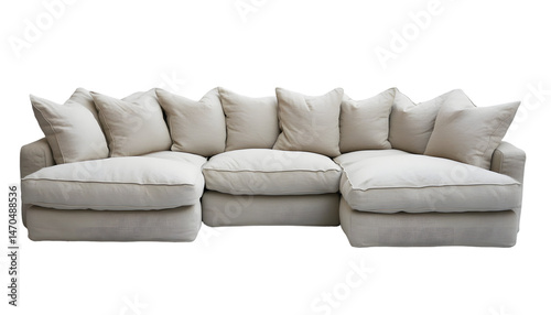 Cream-colored large sectional sofa, featuring plump cushions and a relaxed, comfortable design. Perfect for a spacious living area