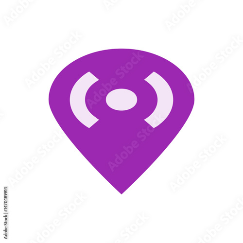 Purple location pin with wifi symbol indicating a wireless hotspot or location with internet access