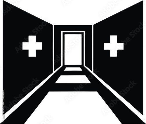 hospital corridor icon vector illustration