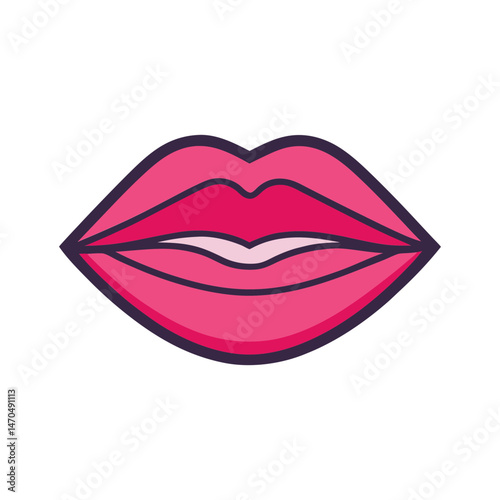 red lips isolated on white icon vector art