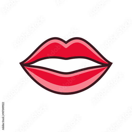 red lips isolated on white icon vector art